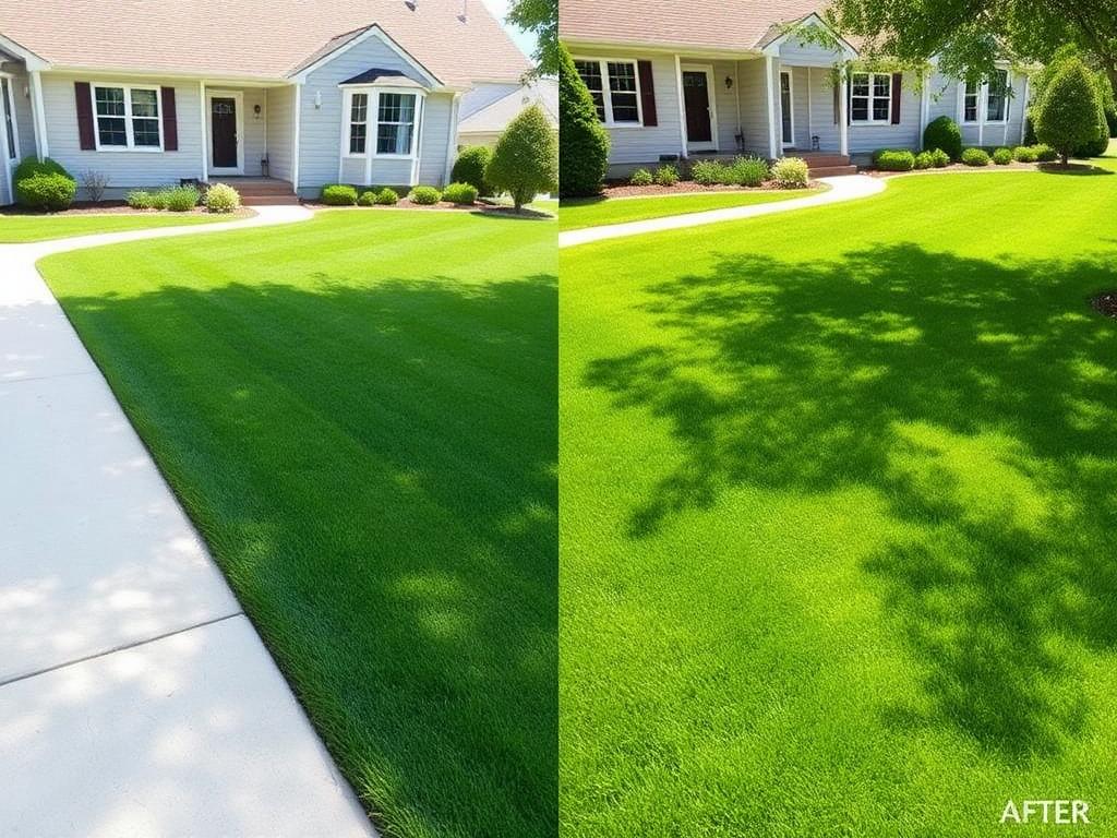 After: Overgrown lawn → manicured