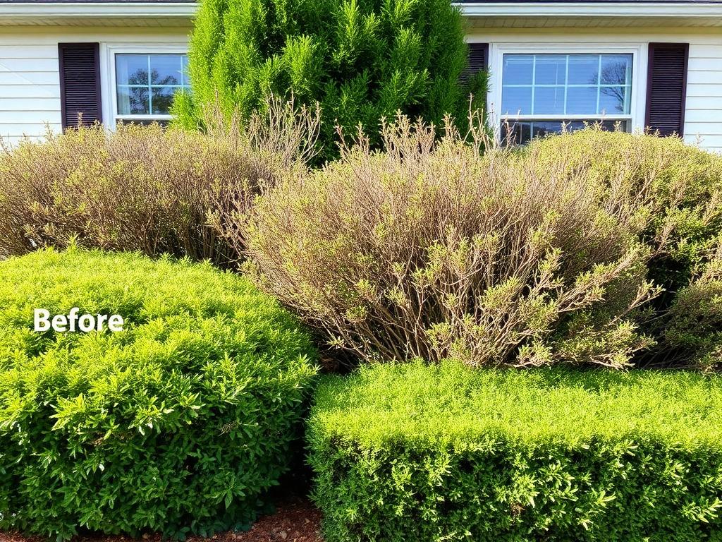 Before: Wild bushes → clean shape