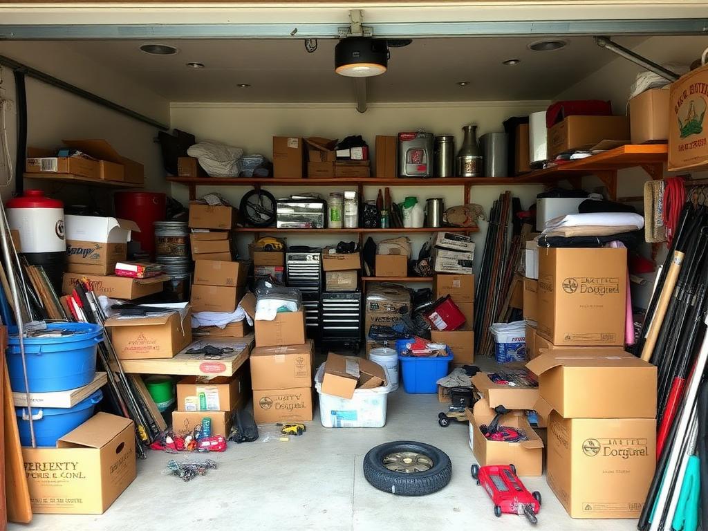 Before: Cluttered garage → organized